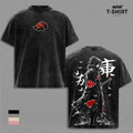 Sasuke Naruto Anime Double Printed Vintage Washed Tee