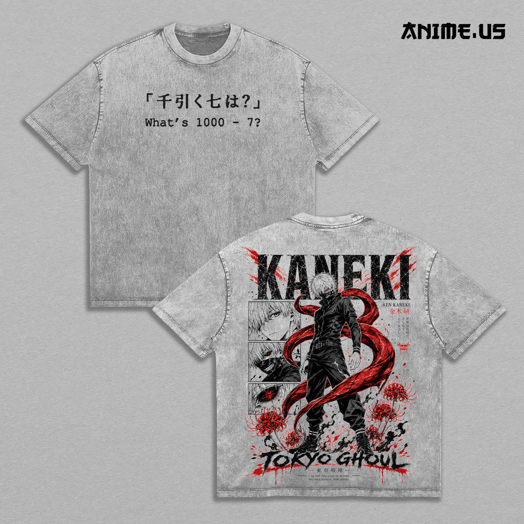 Ken Kaneki Tokyo Ghoul 1000 Minus 7 Anime Vintage Washed Tee