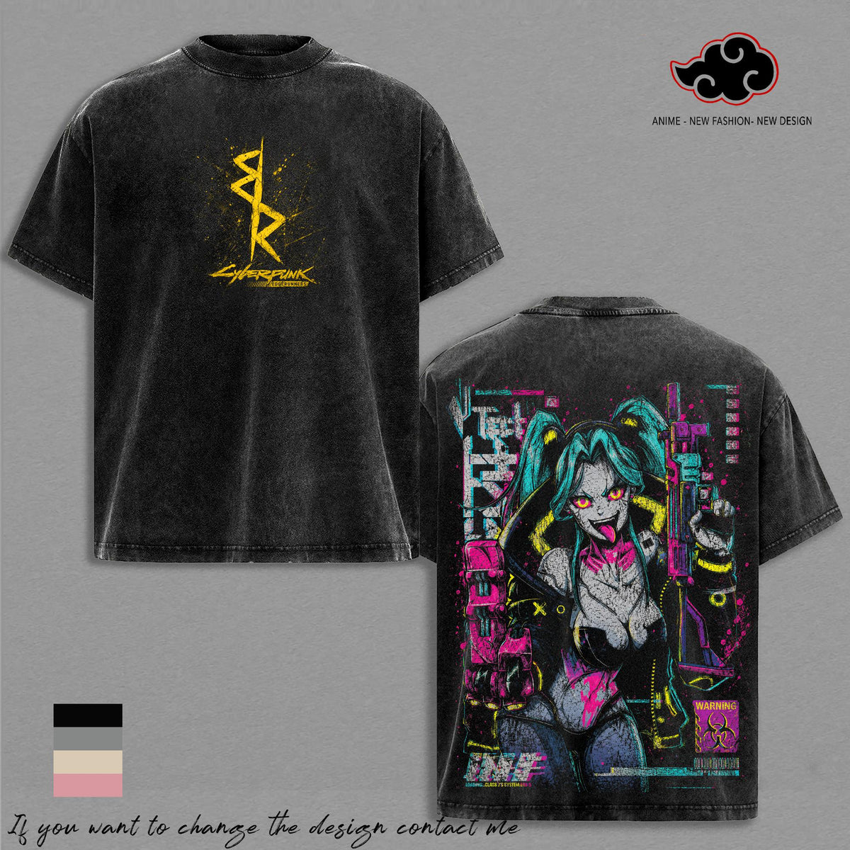 Rebecca Cyberpunk Edgerunners Anime T-Shirt Vintage Acid Wash Oversized Graphic Tee Streetwear Gym Pump Gift Anime Fans