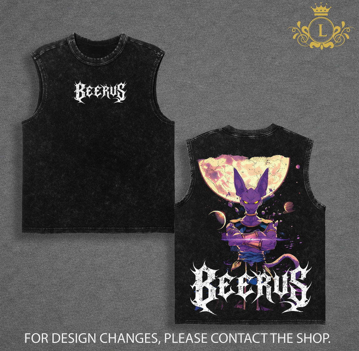 Limited Edition Beerus God of Destruction Dragon Ball Super Anime Shirt Vintage Washed Tee Black Grey Retro Graphic Powerful Divine Energy Streetwear