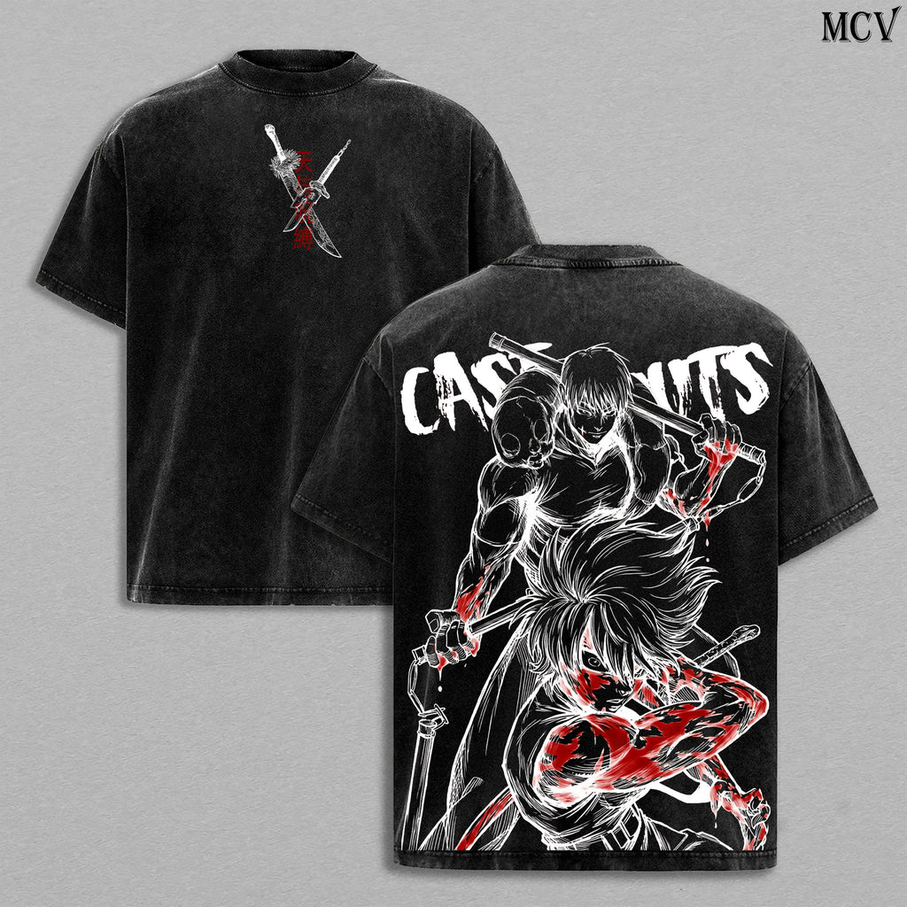 Maki Zenin & Toji Fushiguro Jujutsu Kaisen Anime Vintage Washed Tee