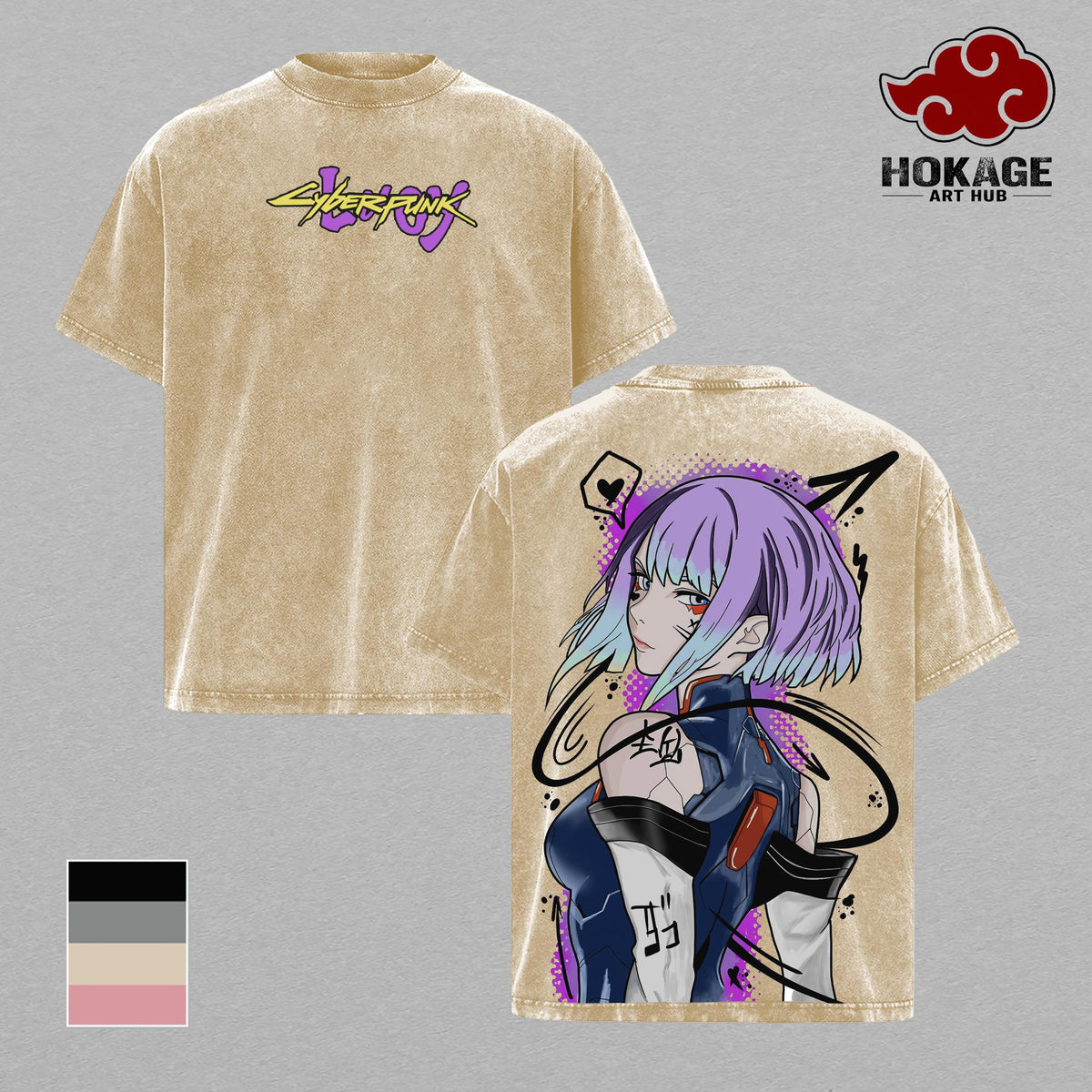 Lucy Cyberpunk Edgerunners Netrunner Anime Vintage Washed Tee
