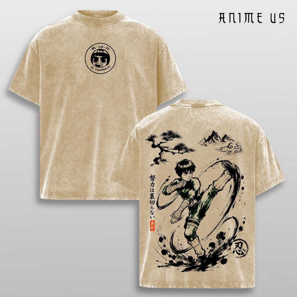 Rock Lee T Shirt, Naruto Anime Graphic Tee, Oversized Acid Washed Cotton Shirt, Streetwear Outfit, Unisex Gift for Anime Fans