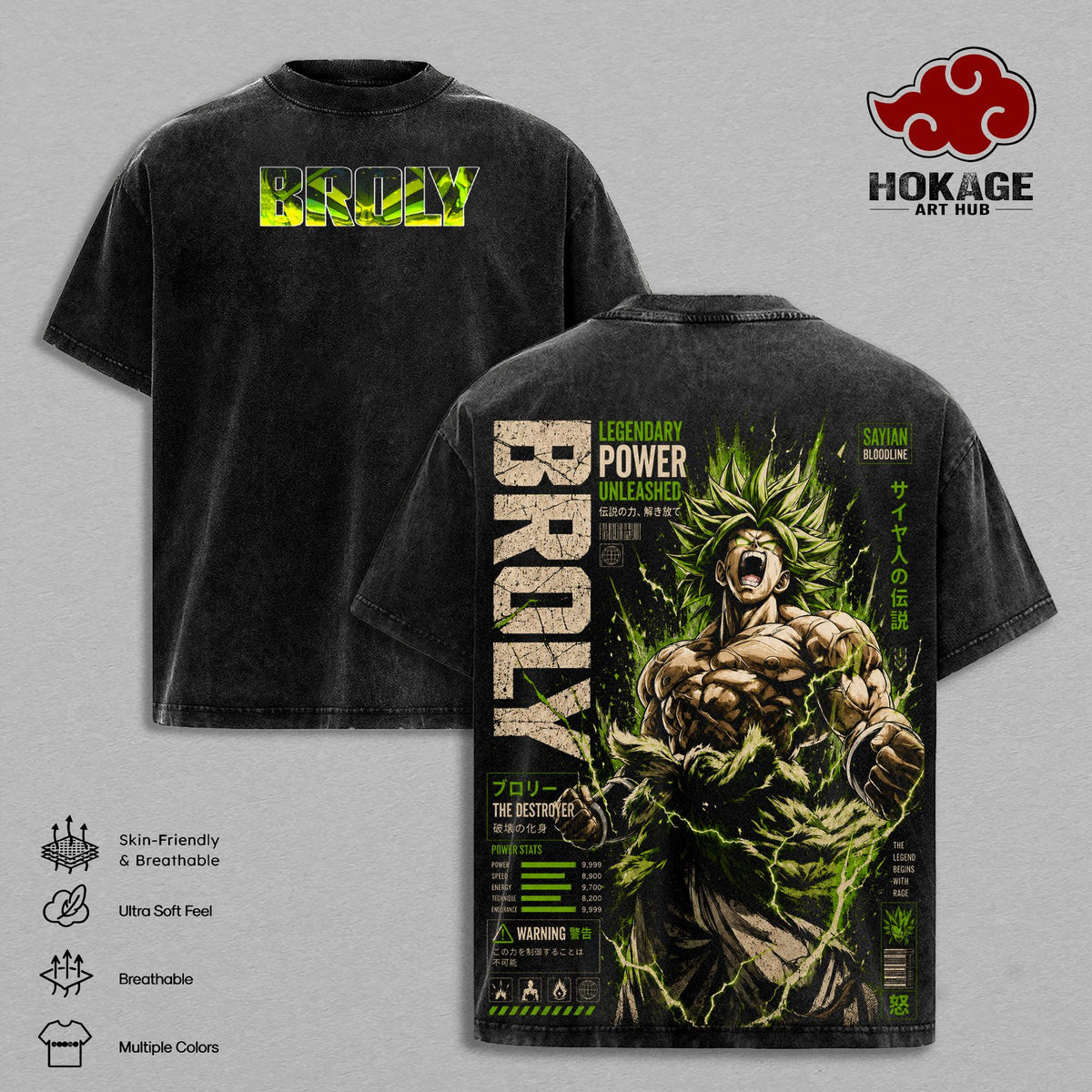 Broly Legendary Super Saiyan DBZ Saiyan Bloodline Anime Vintage Washed Tee