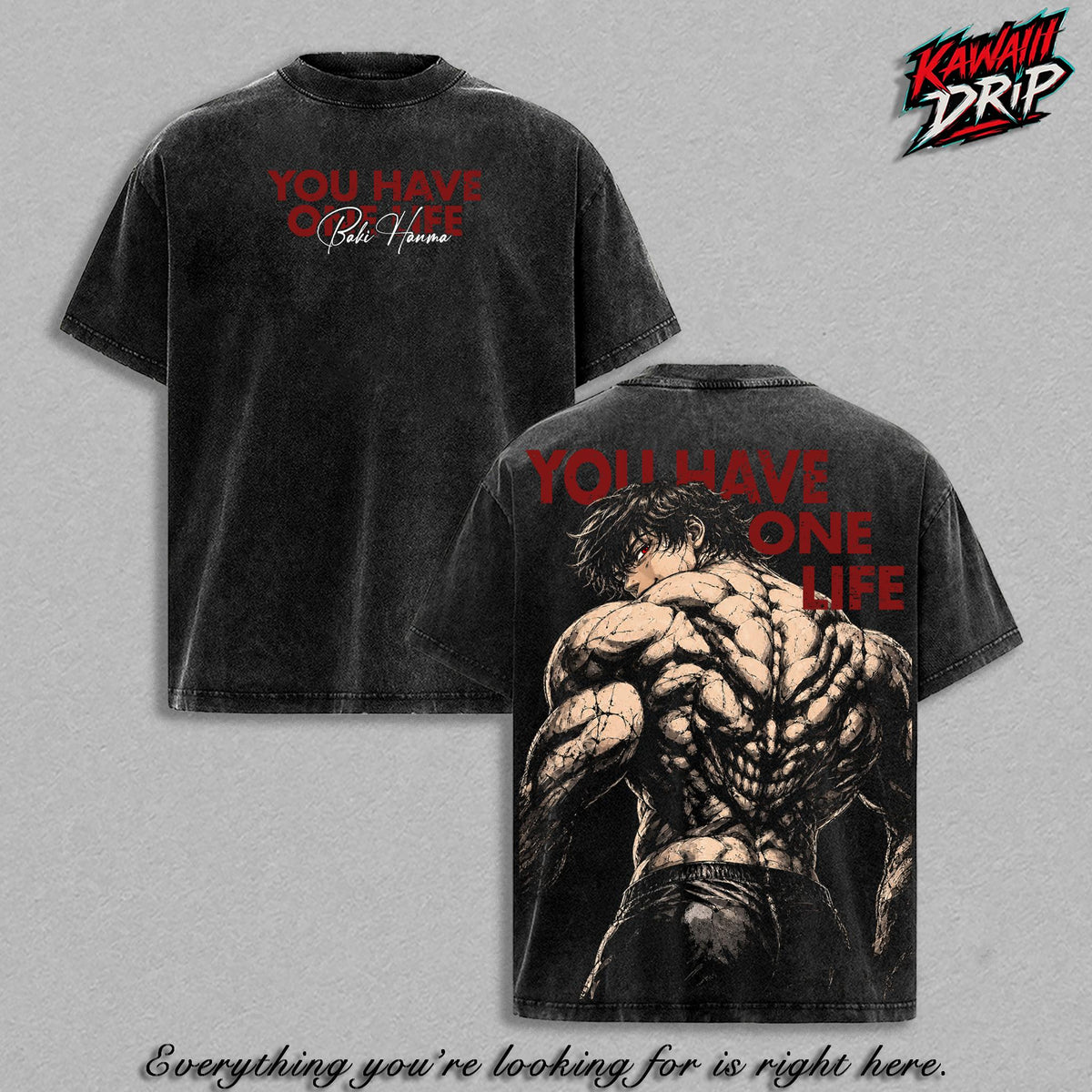 Baki Hanma Bodybuilder Gym Anime Vintage Washed Tee