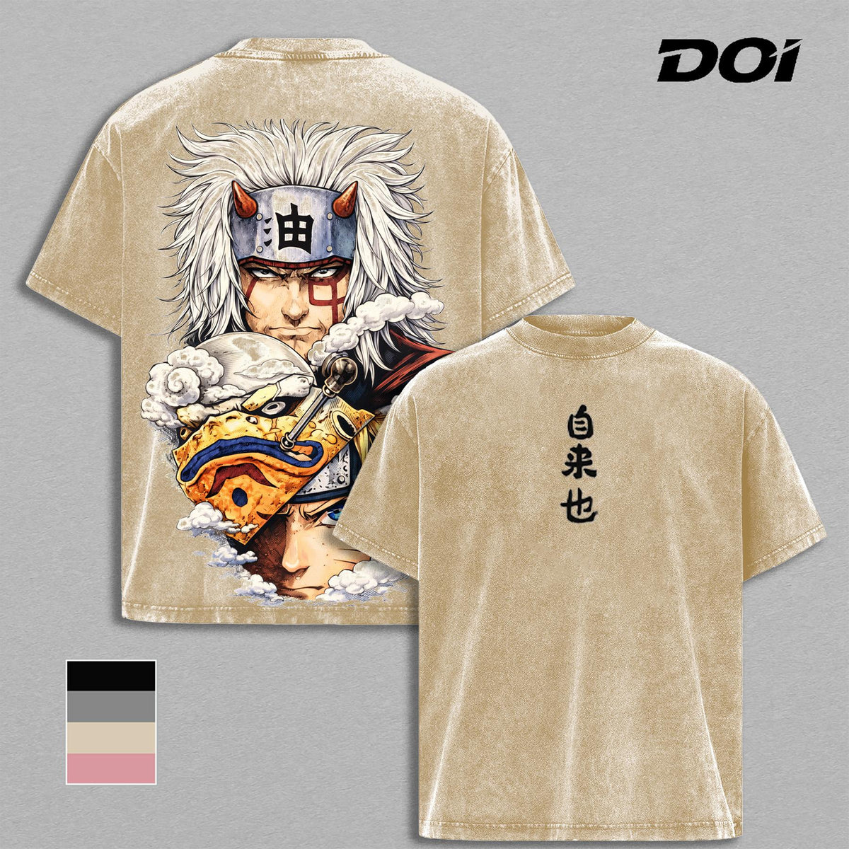 Jiraiya NRT Legendary Sannin Pump Cover Anime Vintage Washed Tee