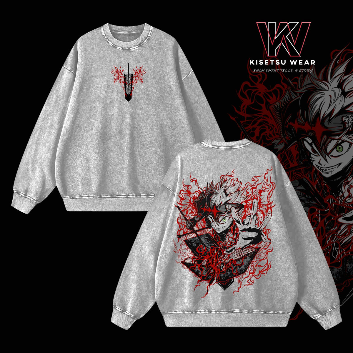 Asta Demon Form Black Clover Anime Vintage Washed Tee