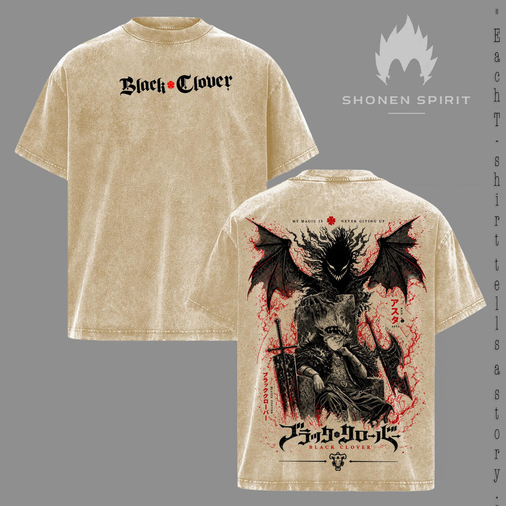 Asta Black Clover Anti Magic Knight Anime Vintage Washed Tee