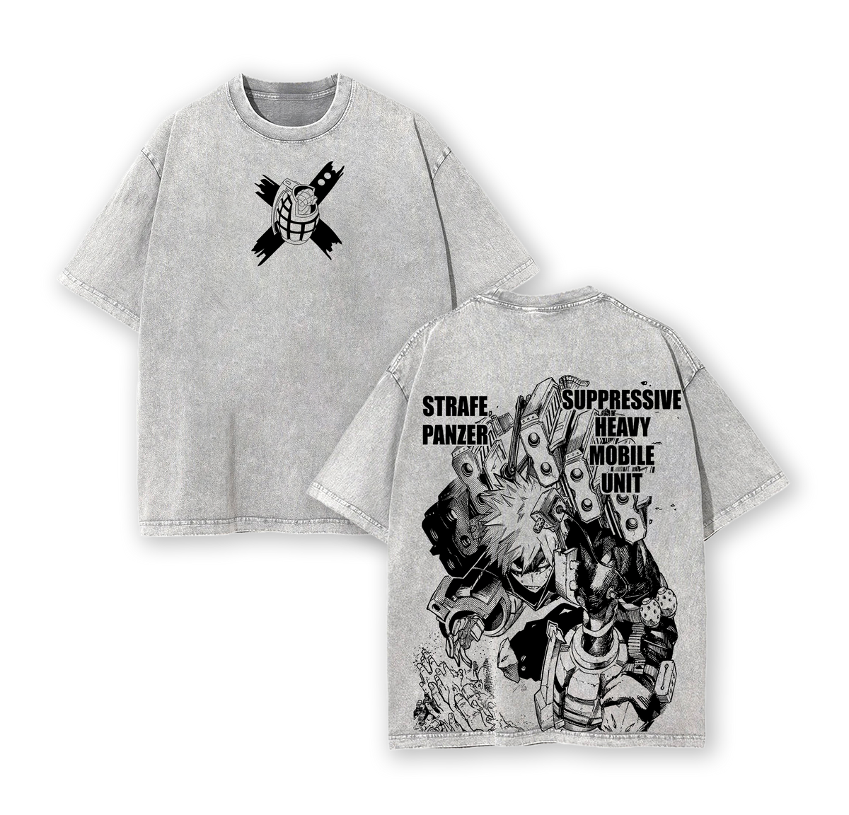 Bakugo Tee My Hero Academia Vintage Washed Oversized Heavy Cotton T-Shirt, Explosive Hero Graphic Anime Manga Top