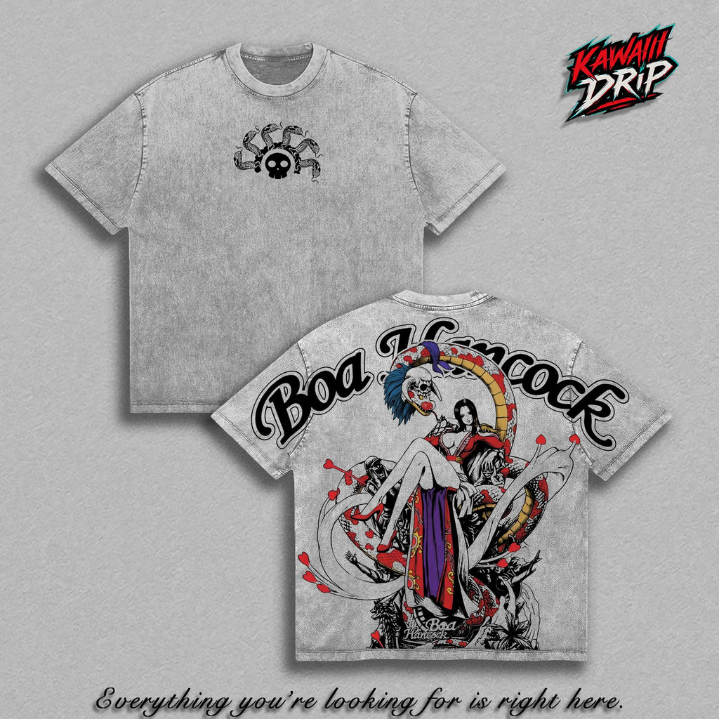 Boa Hancock Snake Princess One Piecee Anime Vintage Washed Tee