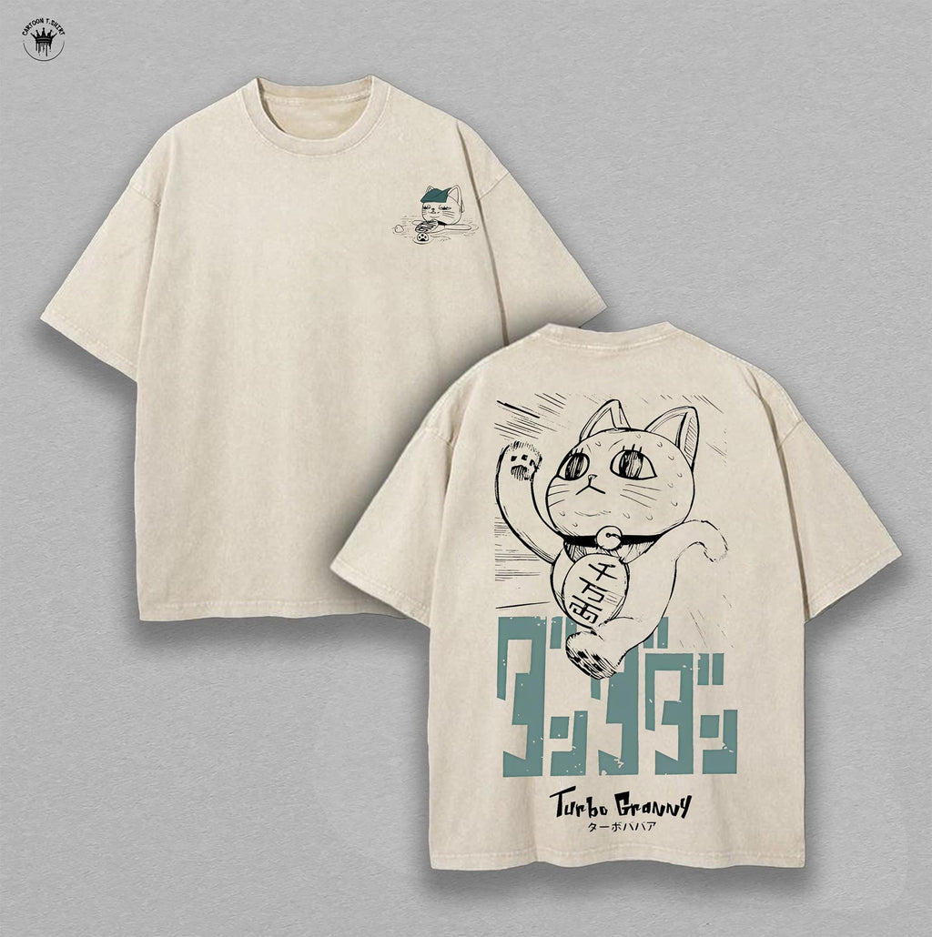 Turbo Granny Dandadan Manga Cat Anime Vintage Washed Tee