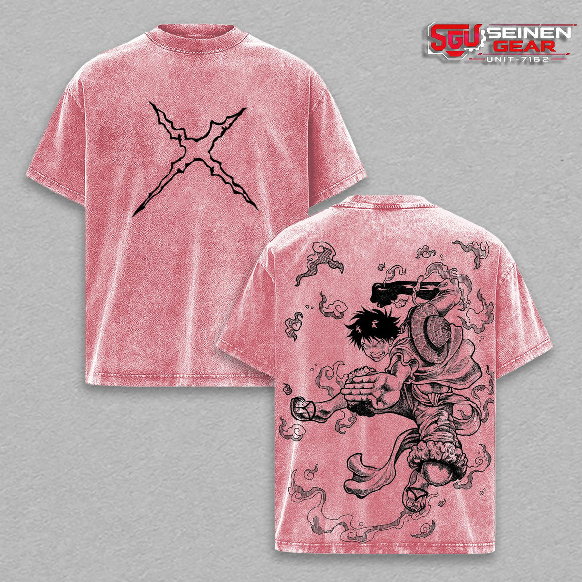 Lufy Pirate King Anime Graphic Tee Vintage Washed Oversized Shirt, 1 Piece Manga Streetwear Fashion Heavyweight Cotton Gift for Fans
