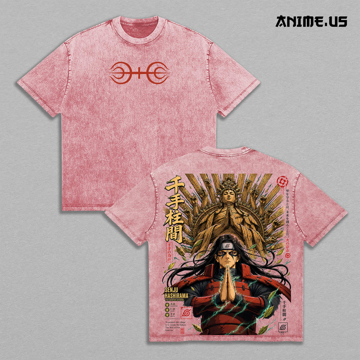 Hashirama Senju Naruto Shippuden Anime Vintage Washed Tee