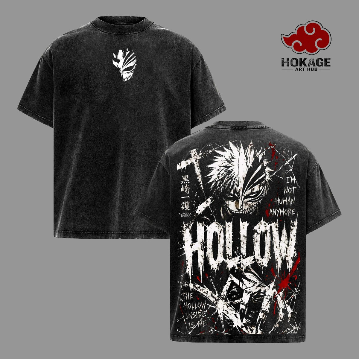 Ichigo Kurosaki x Bleach Hollow Anime Vintage Washed Tee