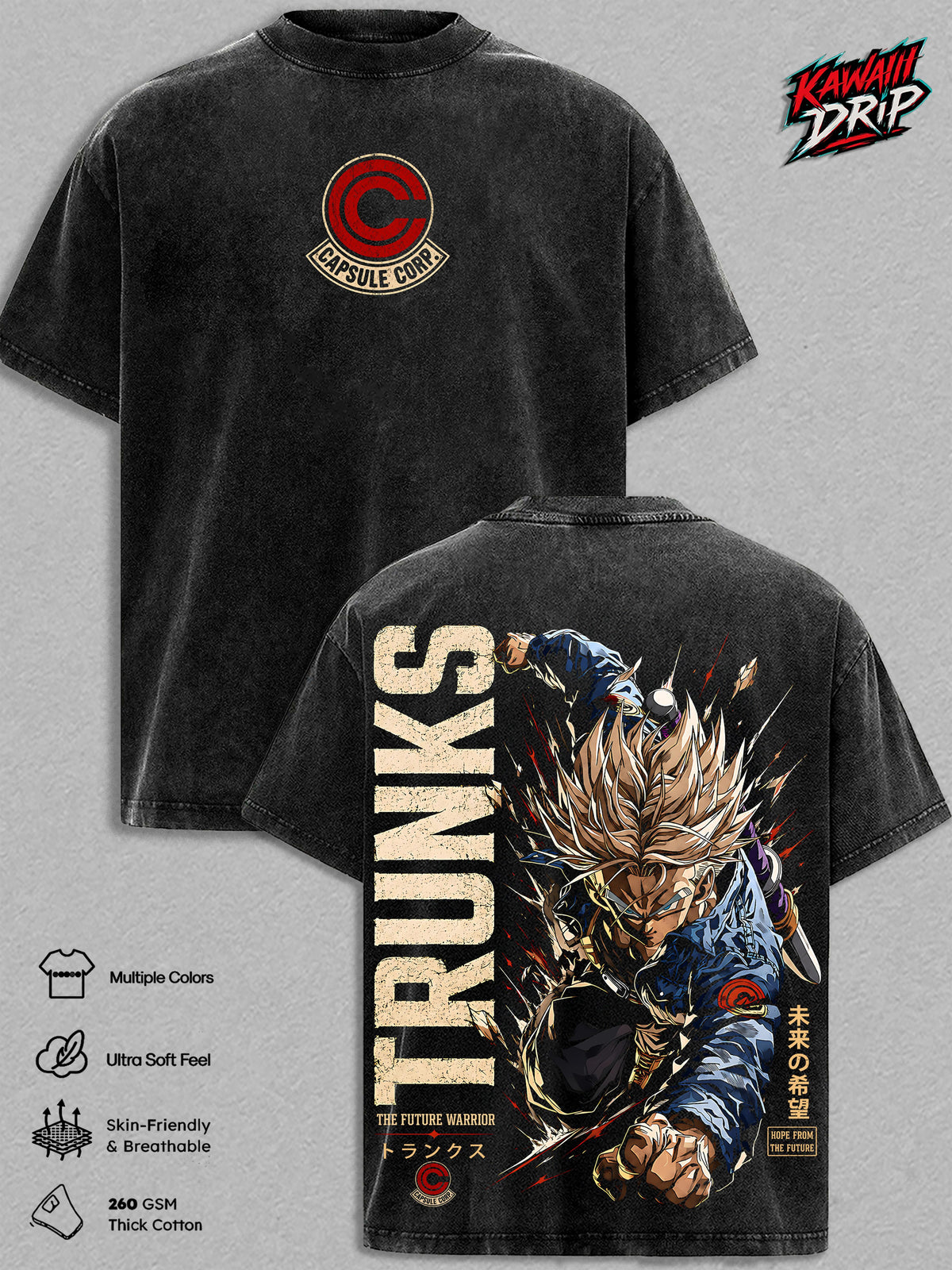 Future Trunkssss DBZ Anime Vintage Washed Tee