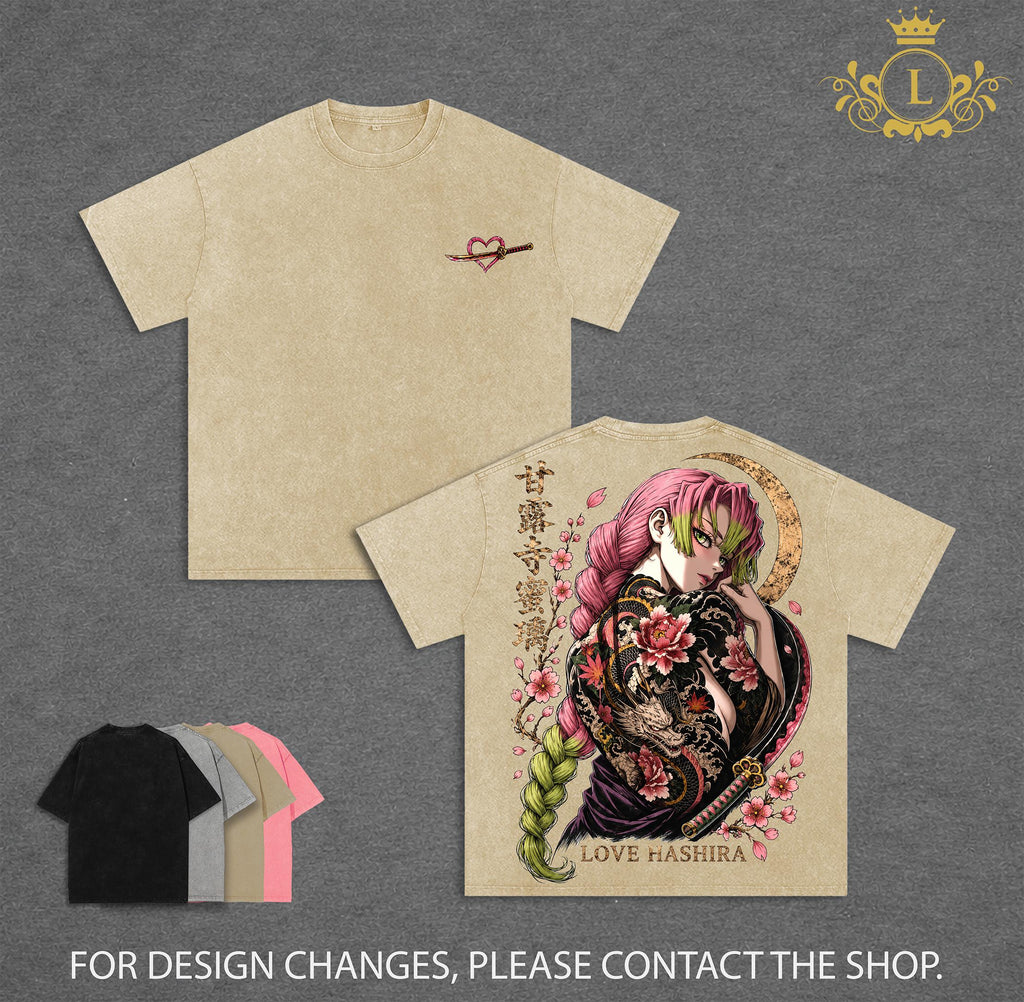 Mitsuri Kanroji Demon Slayer Love Hashira Anime Vintage Washed Tee