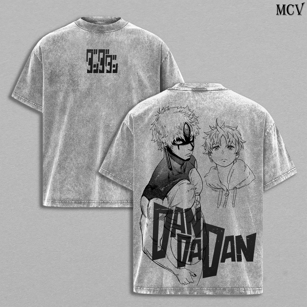 Enjoji Jin Washed T-Shirt, Dandadan Vintage Oversized Tee, Heavy Cotton Unisex Anime Top, Retro Manga Graphic Streetwear Menswear Shirt