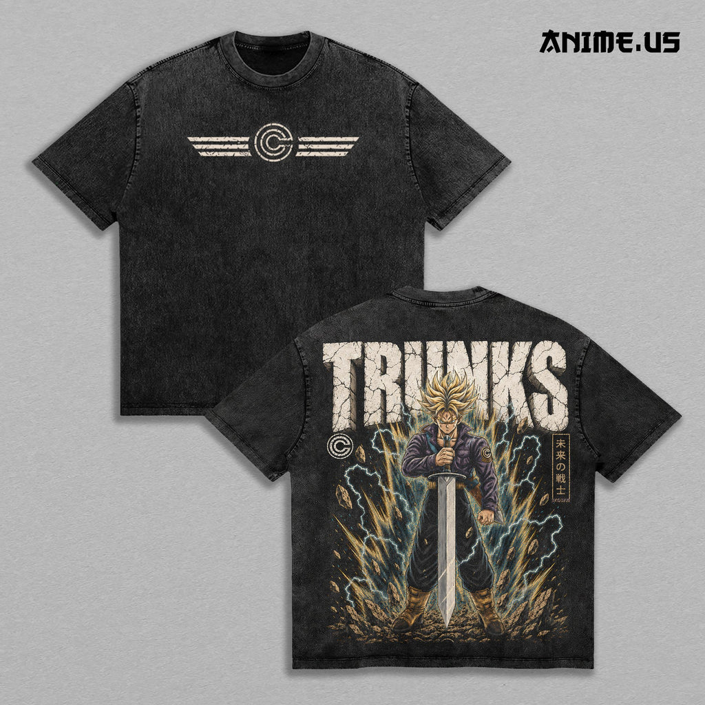 Future Trunks DBZ Sword Time Warrior Anime Vintage Washed Tee