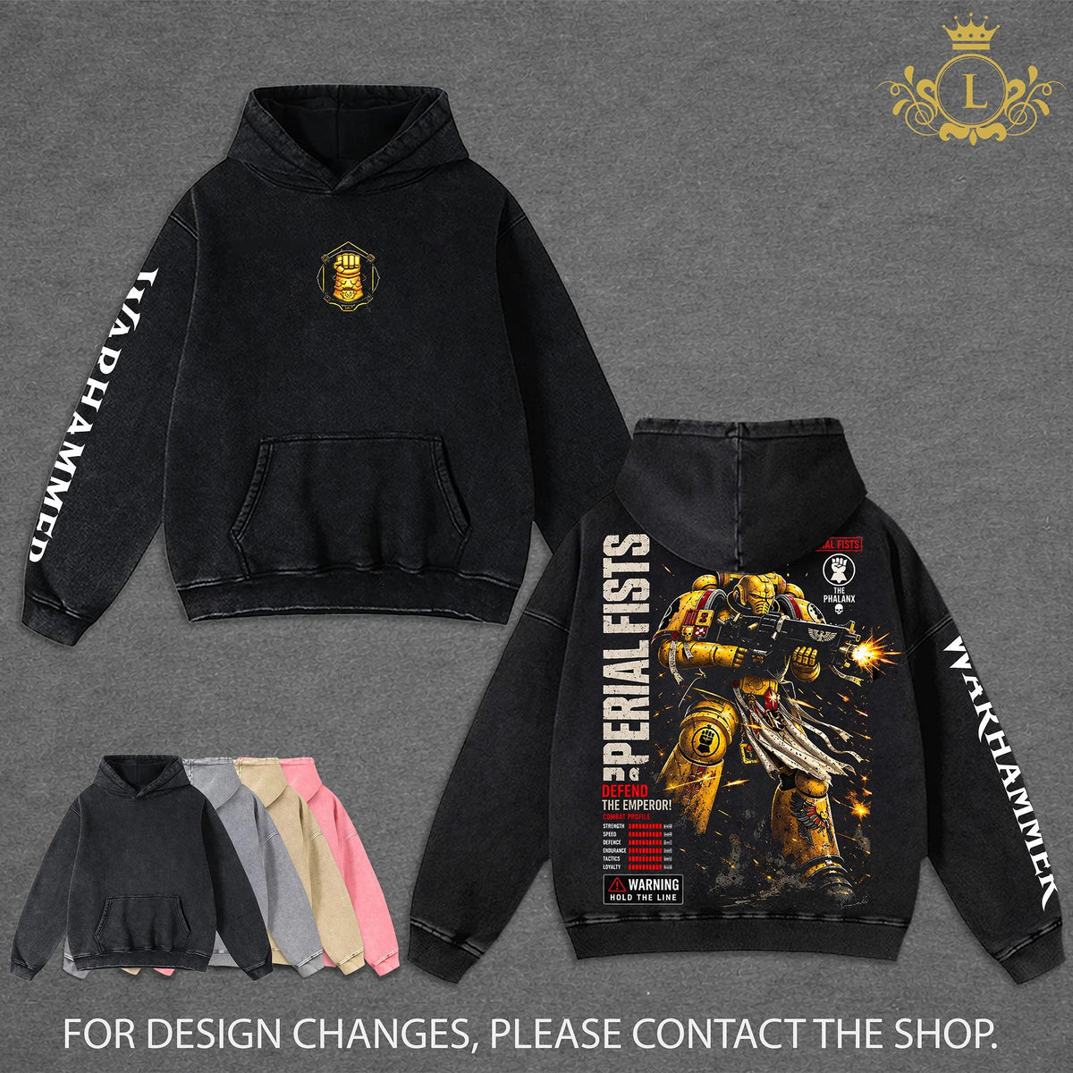 Imperial Fists Warhammer 40K Dawn of War IV Vintage Washed Hoodie