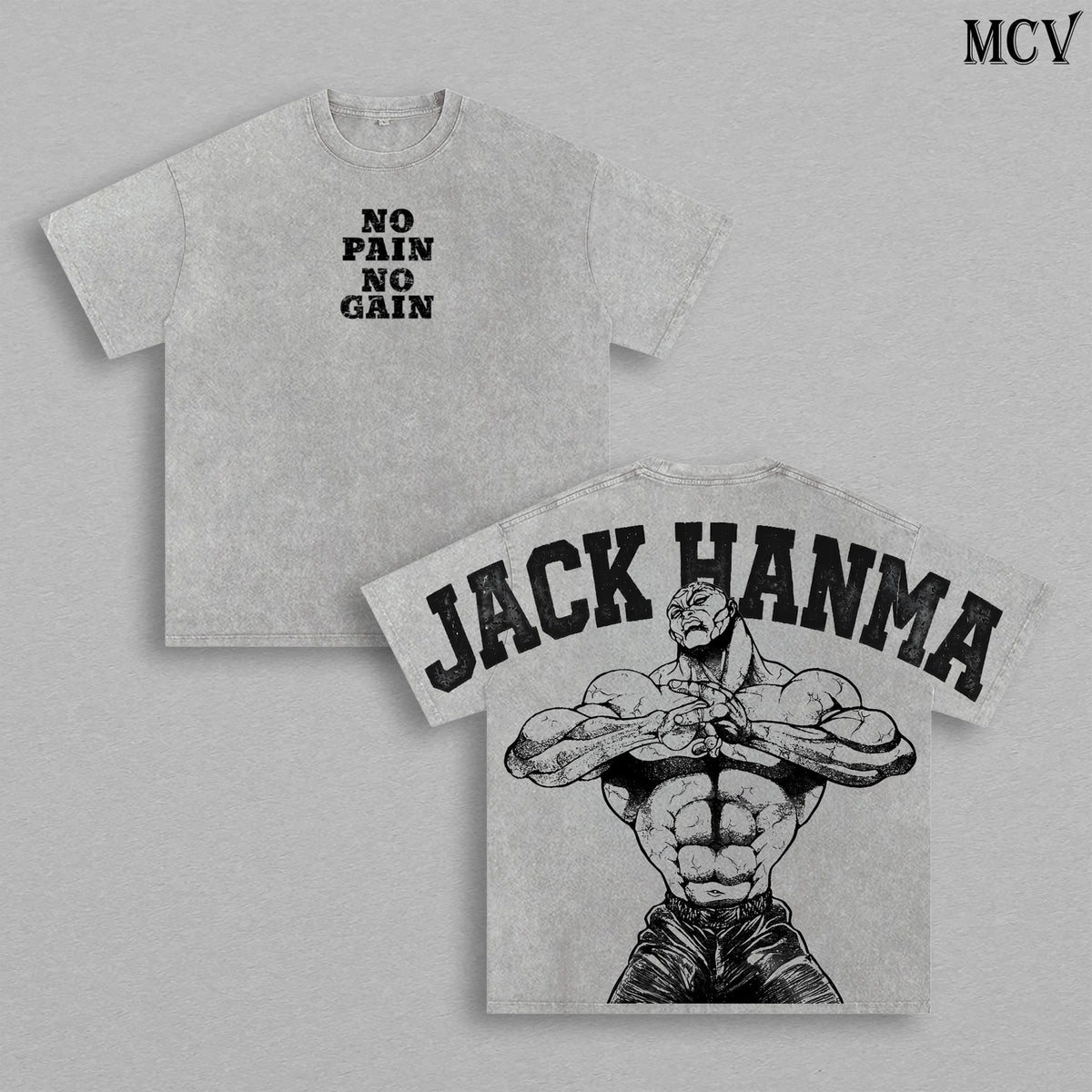 Jack Hanma Baki Gym Bite Style Anime Vintage Washed Tee
