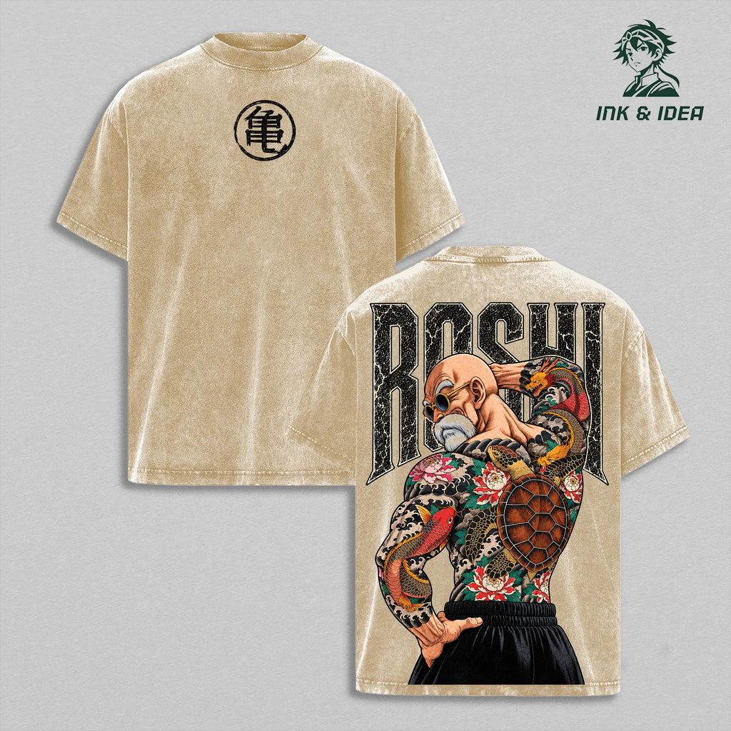 Master Roshi DBZ Turtle School Anime Vintage Washed Tee