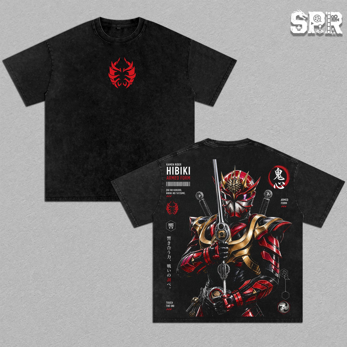Kamen Rider – Tokusatsu Action Oversize Graphic Tee, Acid Washed Heavy Cotton Shirt