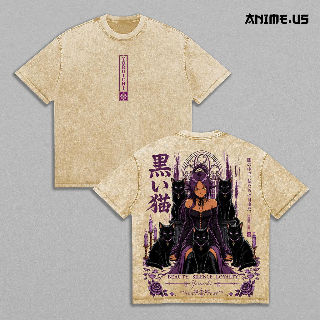 Yoruichi Shihouin Black Cat Queen Bleach Anime Vintage Washed Tee