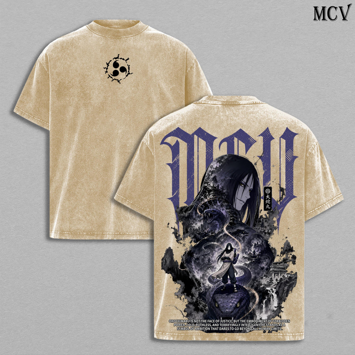 Orochimaru Naruto Snake Sannin Anime Vintage Washed Tee
