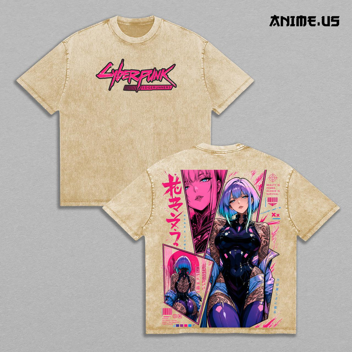 Lucy Cyberpunk Edgerunners Night City Anime Vintage Washed Tee