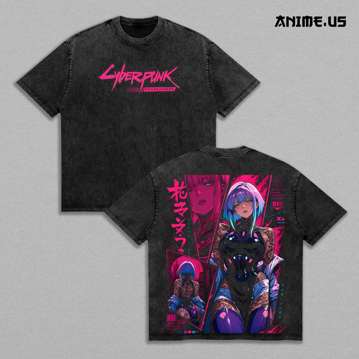 Lucy Cyberpunk Edgerunners Night City Anime Vintage Washed Tee