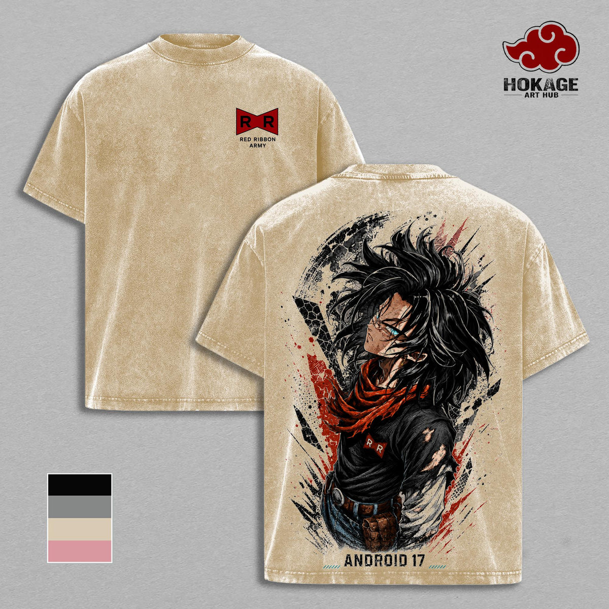 Android 17 DBZ T-Shirt, Vintage Washed Graphic Tee, DBZ Anime Shirt, Men's T Shirts, Tank Top, Retro Anime Streetwear, Oversized Graphic Tee