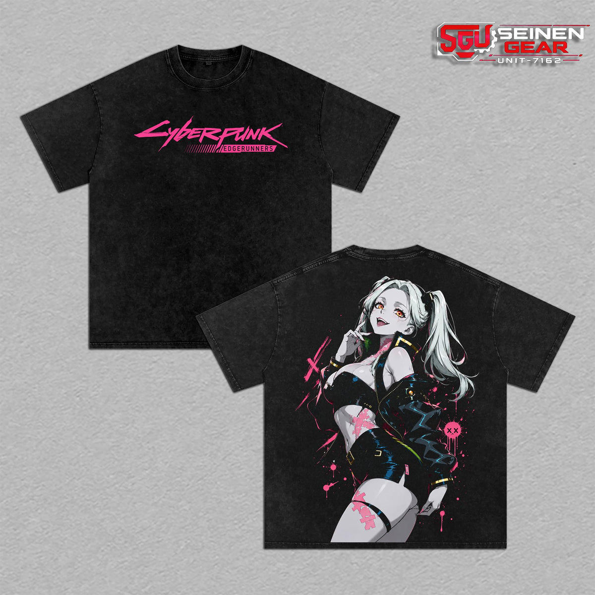 Rebecca Cyberpunk Edgerunners Vintage Washed Oversized T-Shirt