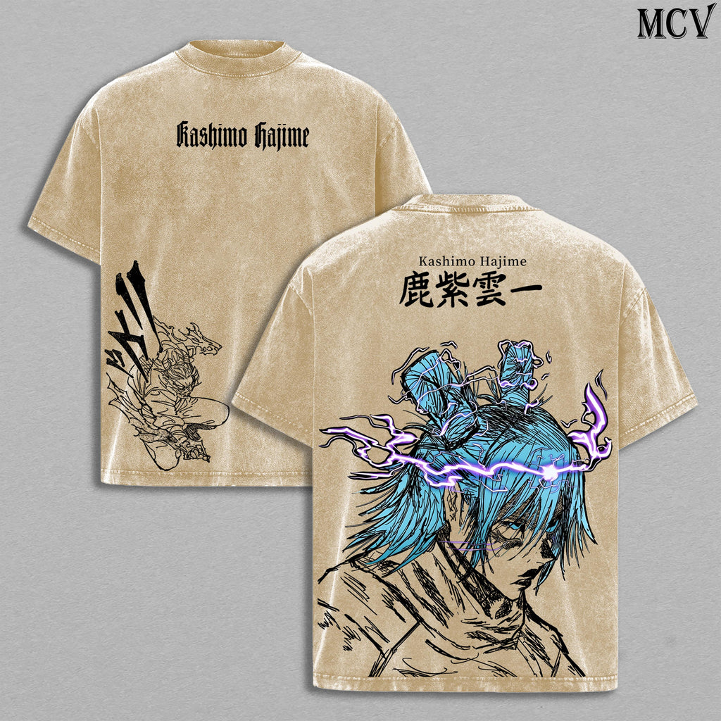 Kashimo Hajime Jujutsu Kaisen Culling Game Arc Anime Vintage Washed Tee