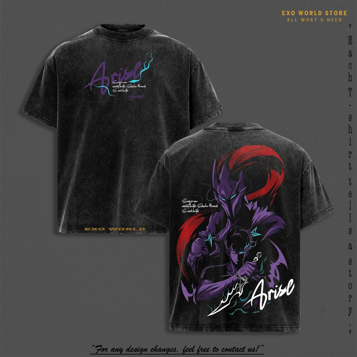 Sung Jin-Woo x Igris Solo Leveling Anime Vintage Washed Tee