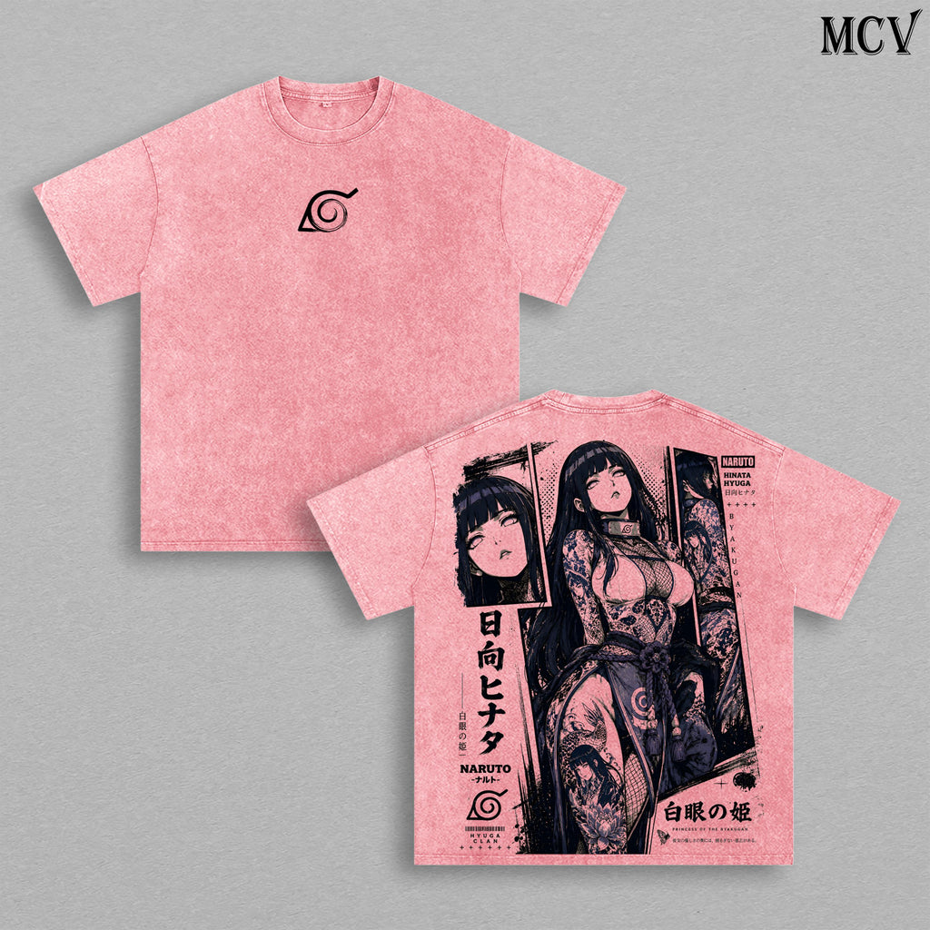 Hinata Hyuga Naruto Byakugan Princess Hyuga Clan Anime Vintage Washed Tee