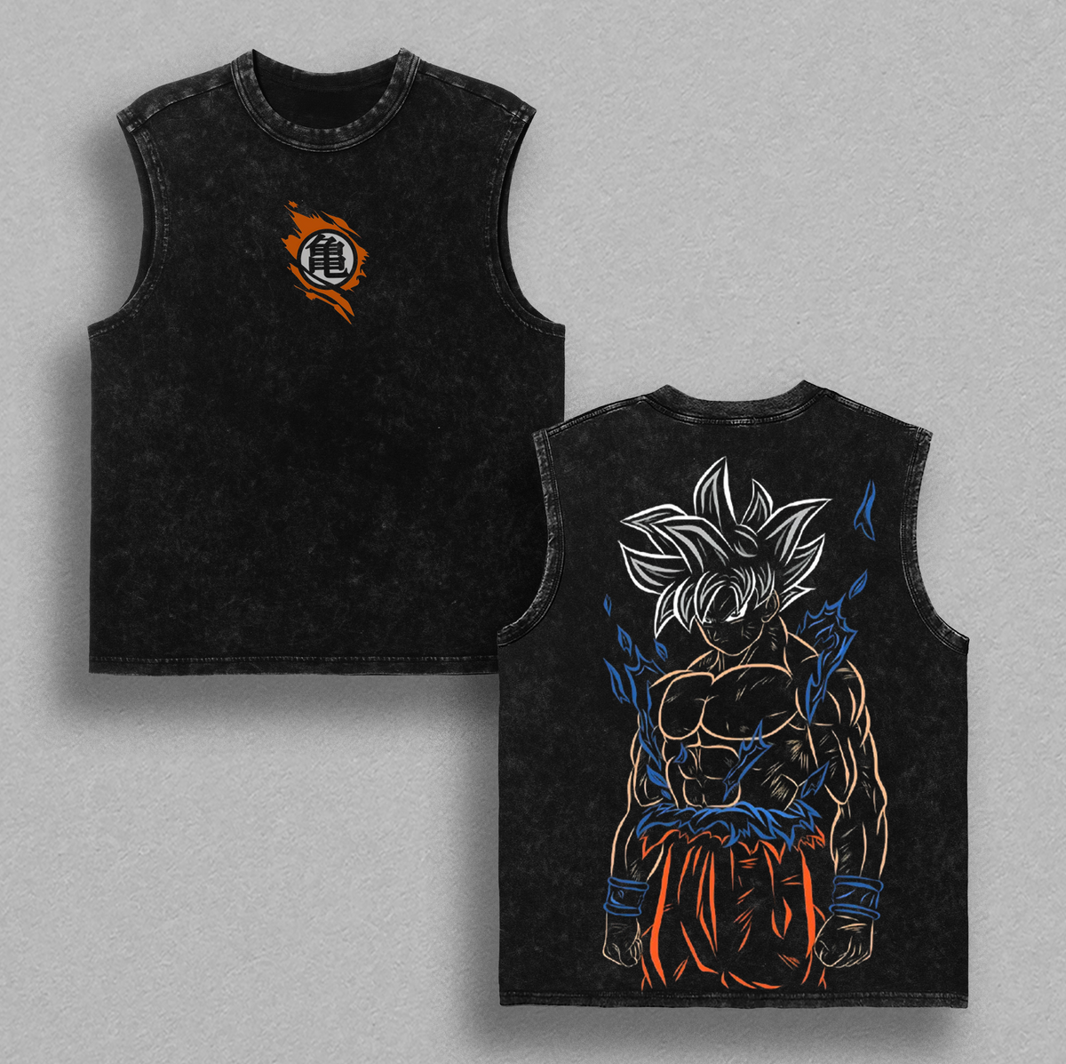 Dragon Ball Goku Ultra Instinct Washed T-Shirt | Vintage Oversized Heavy Cotton Double-Sided Anime Graphic Tee