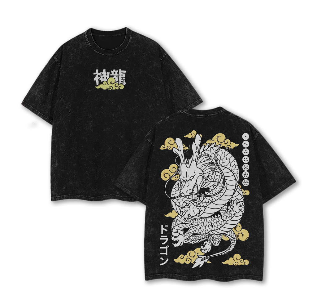 Shenron Vintage Washed Oversized T-Shirt – DBZ Anime Graphic Tee