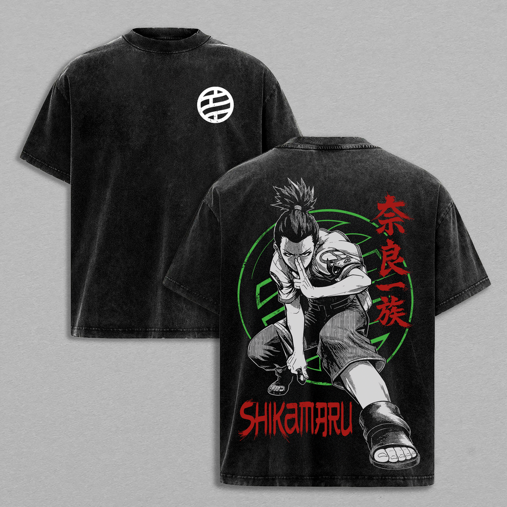 Shikamaru Nara - Naruto Anime Double Printed Vintage Washed Tee
