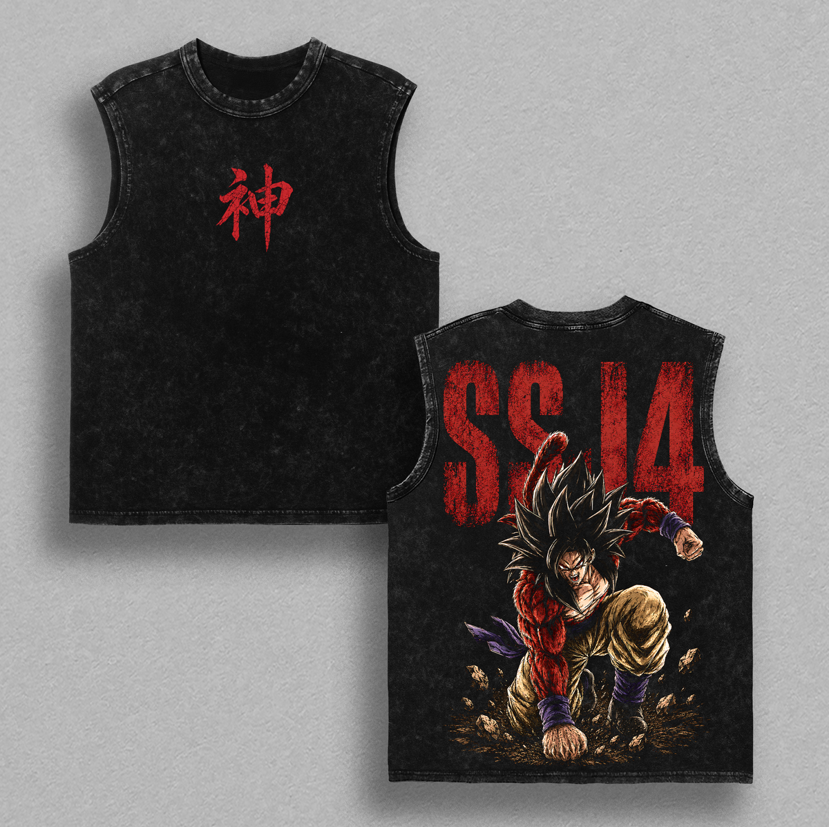 Gokuuuu SSJ4 Anime Vintage Washed Tee