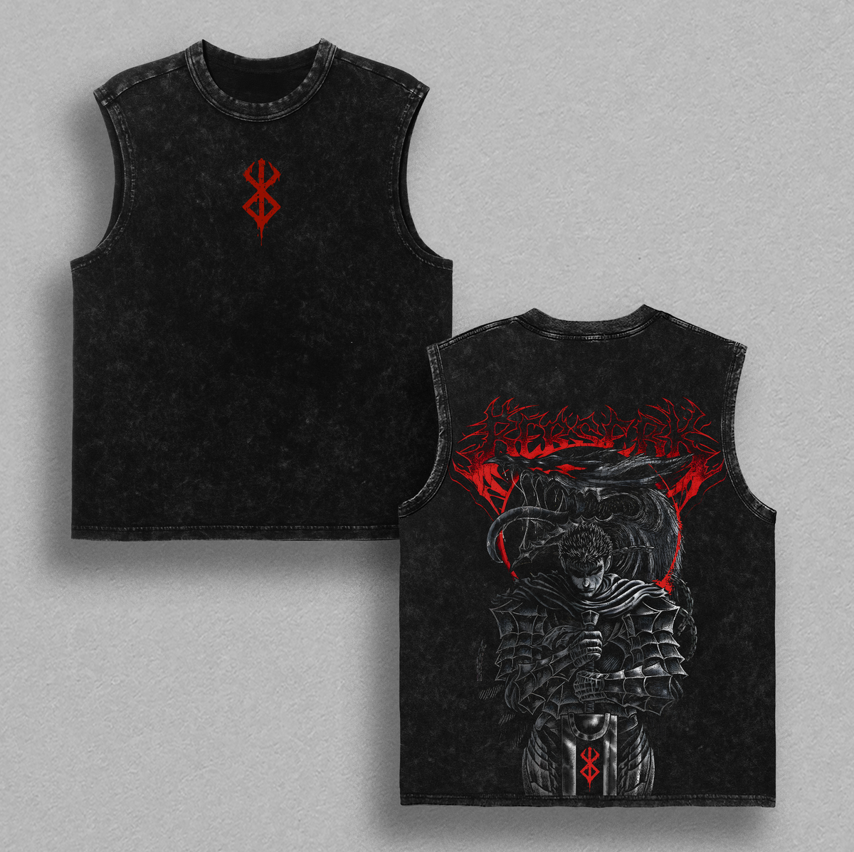 Guts Berserk Anime Vintage Washed Tee