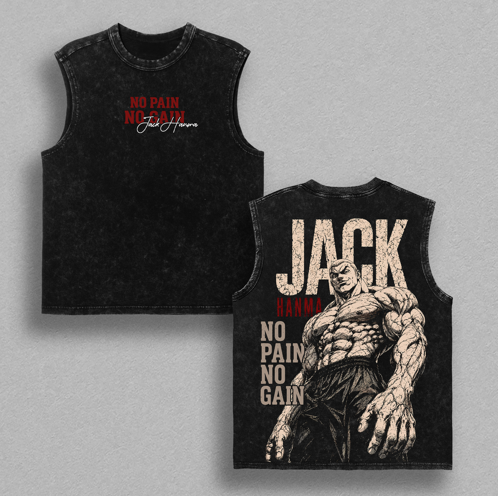Jack Hanma Baki Gym Anime Vintage Washed Tee