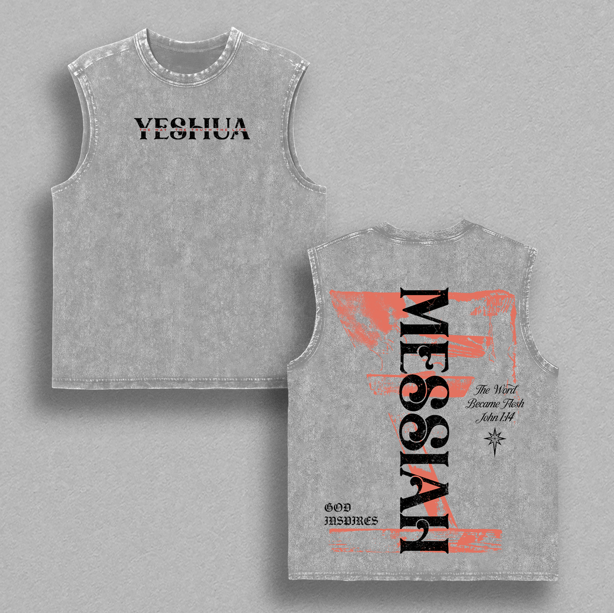 Jesus Messiah Christian Vintage Washed T-Shirt Faith Scripture John 1:14 Inspired Design Gospel Streetwear Religious Apparel for Believers