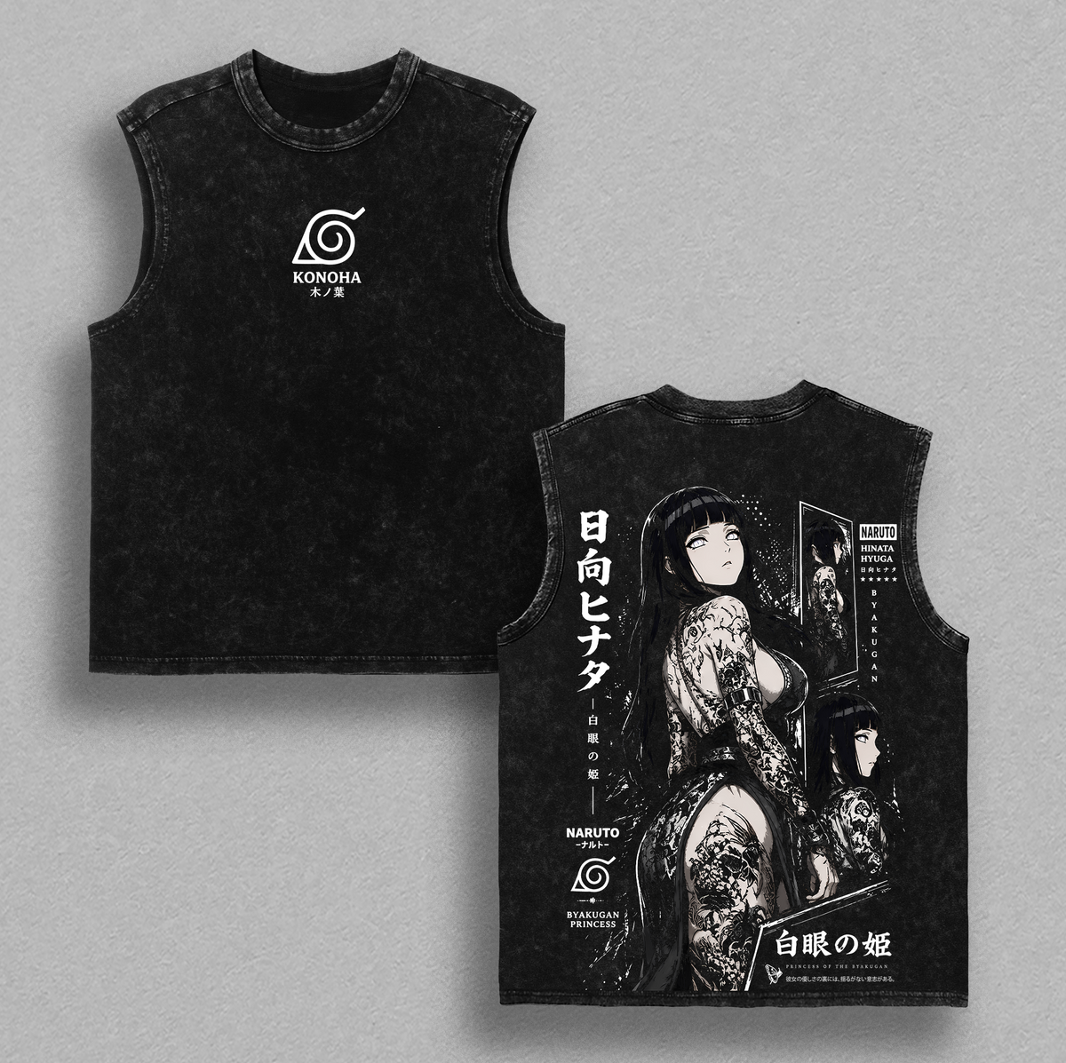 Hinata Hyuga Princess Tattoo NRT Anime Vintage Washed Tee