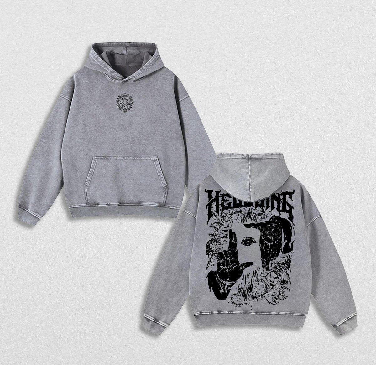 Alucard Hellsing Hand Signs Hoodie Washed Cotton Oversized Anime Manga, Hellsing Hoodie, Anime Streetwear, Gift For Anime Fan, Weeaboo Graphic Hoodies