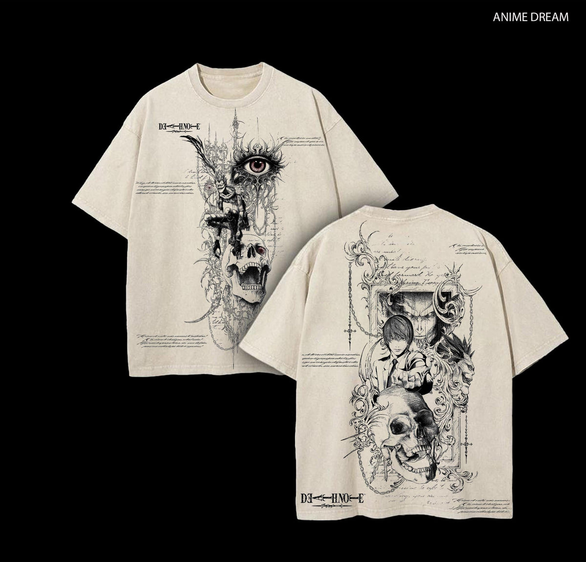 Death Note Anime Double Printed Vintage Washed Tee