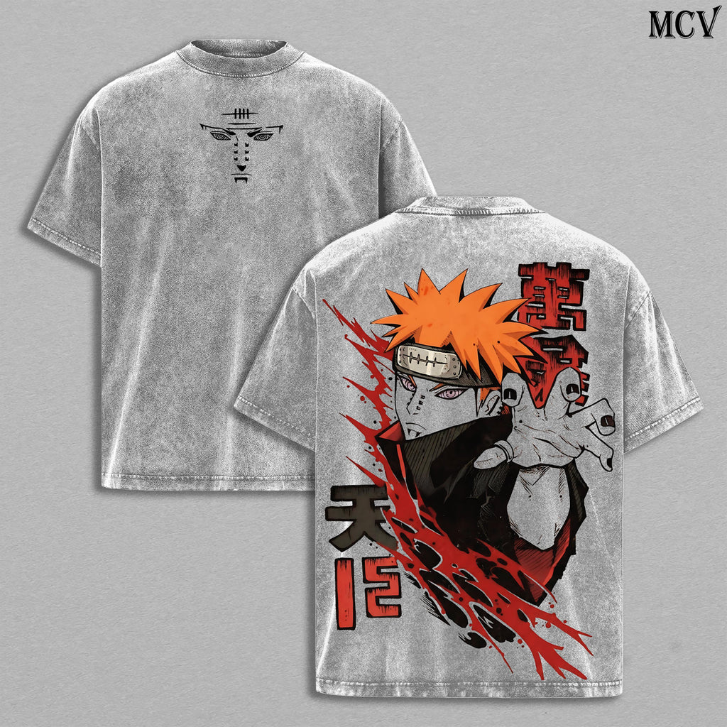 Pain Nagato Naruto Shippuden Akatsuki Rinnegan Anime Vintage Washed Tee