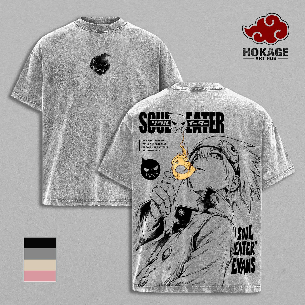 Soul Evans Soul Eater Demon Weapon Scythe Anime Vintage Washed Tee