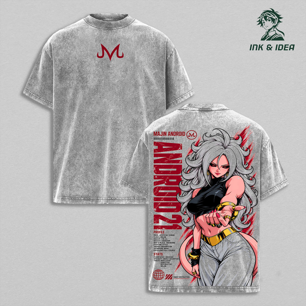 Android 21 Majin Form DBZ Sweet Destruction Anime Vintage Washed Tee