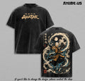 Avatar The Last Airbender Aang Waterbending Moon Spirit Vintage Washed T-Shirt Heavyweight Cotton Oversized Anime Streetwear Graphic Tee