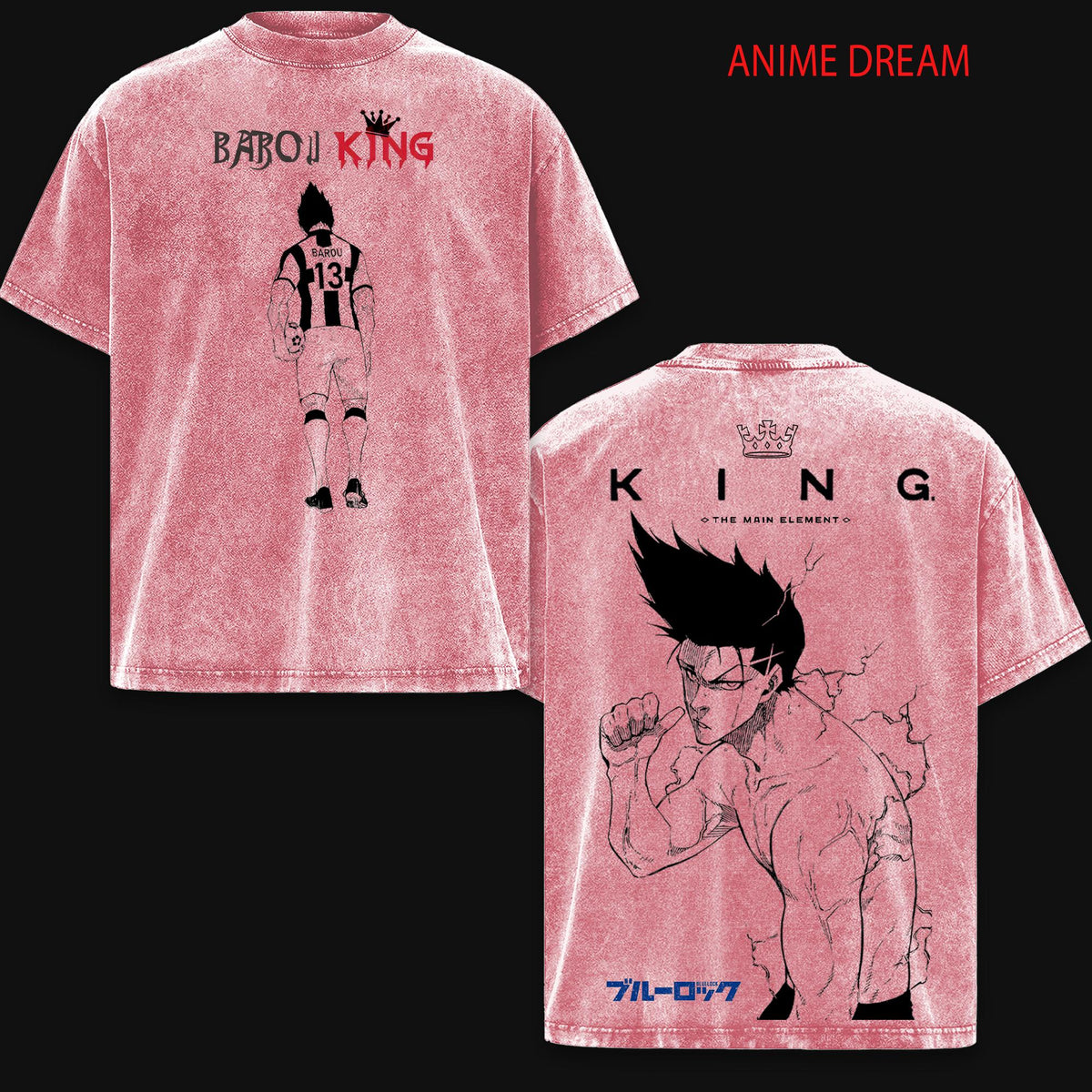 Shoei Barou Blue Lock Anime Vintage Washed Tee